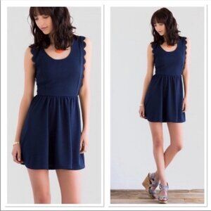 Francesca’s Coralie‎ SCALLOPED DRESS Size M Navy Blue